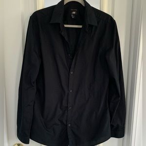 Mens H&M black button down EUC